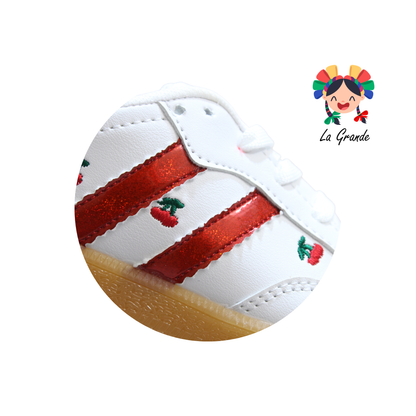 C014 SVIN Blanco Rojo Sintético Tenis Casual para Niña
