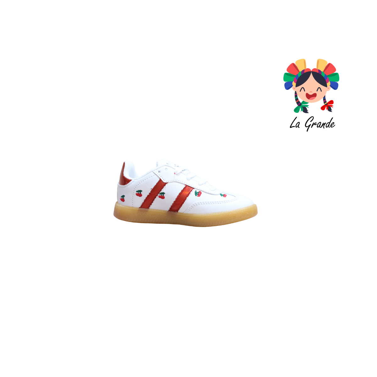 C014 SVIN Blanco Rojo Sintético Tenis Casual para Niña