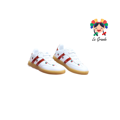 C014 SVIN Blanco Rojo Sintético Tenis Casual para Niña