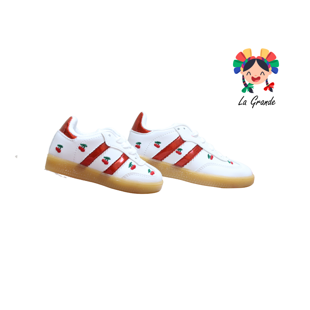 C014 SVIN Blanco Rojo Sintético Tenis Casual para Niña