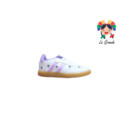 C014 SVIN Blanco Lila Sintético Tenis Casual para Niña
