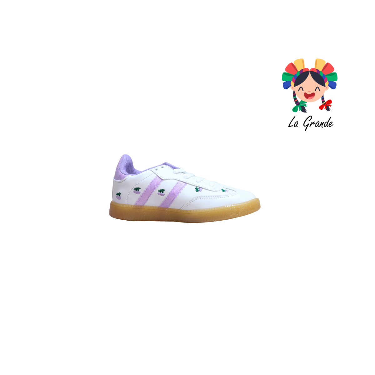 C014 SVIN Blanco Lila Sintético Tenis Casual para Niña