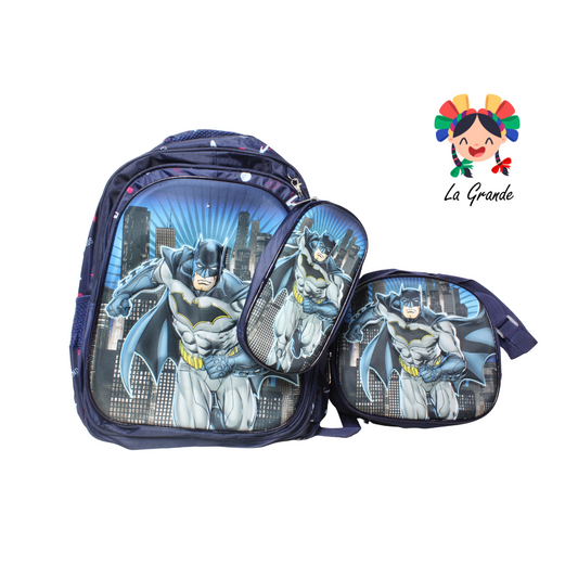 033 Bat Mochila Marino Negro Combo con Luces