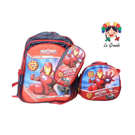 033 Iron Mochila Rojo Marino Combo con Luces
