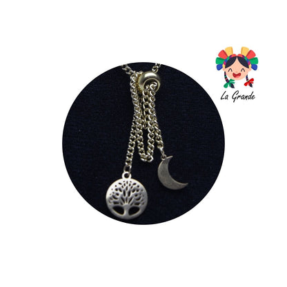 Corazón con Estrellas Conjunto de Cadena y Aretes de Acero Inoxidable para dama