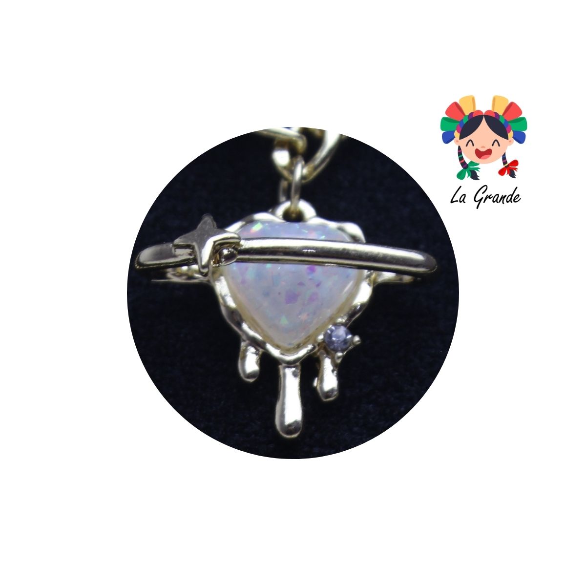 Corazón con Estrellas Conjunto de Cadena y Aretes de Acero Inoxidable para dama