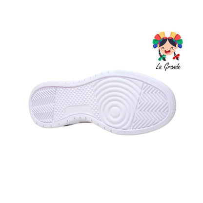 D47 APOORT Bco Rojo Ngo Piel Tenis Casual para Niña, Niño y Caballero