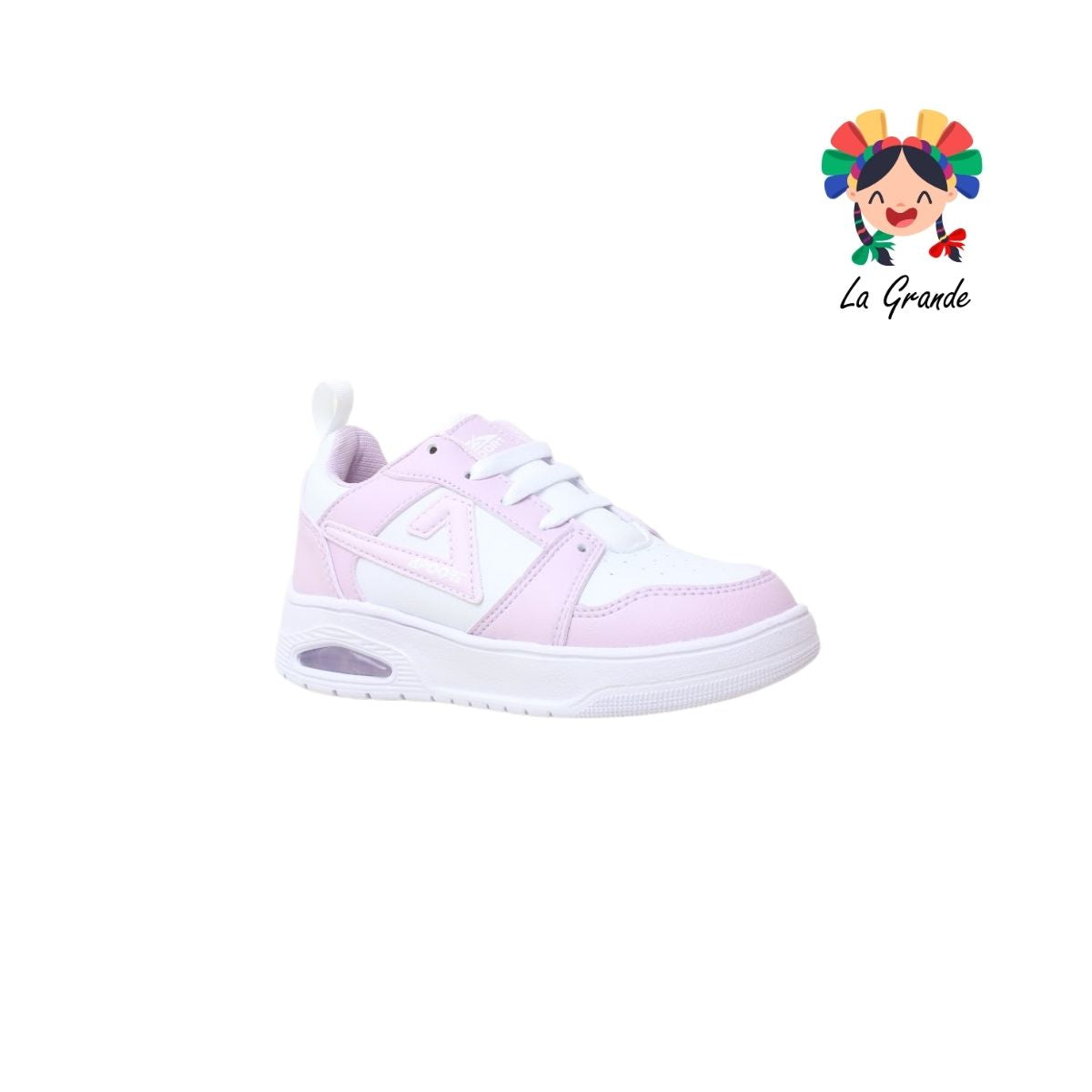 D47 APOORT Blanco Lila Piel Tenis Casual para Niña