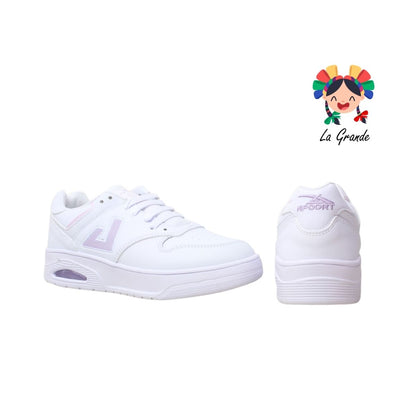 D48 APOORT Blanco Lila Napa Tenis Casual para Dama