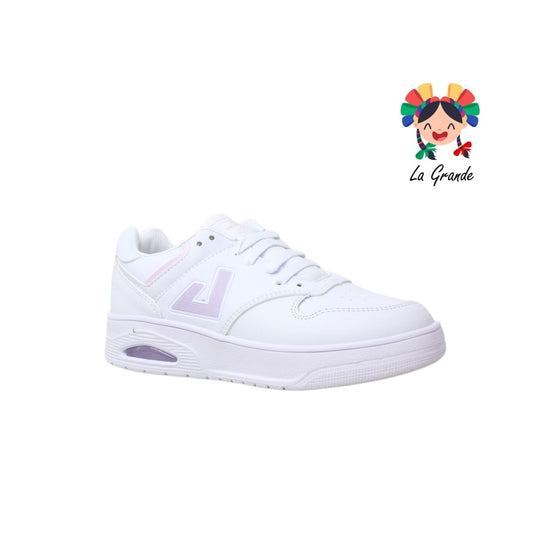 D48 APOORT Blanco Lila Napa Tenis Casual para Dama