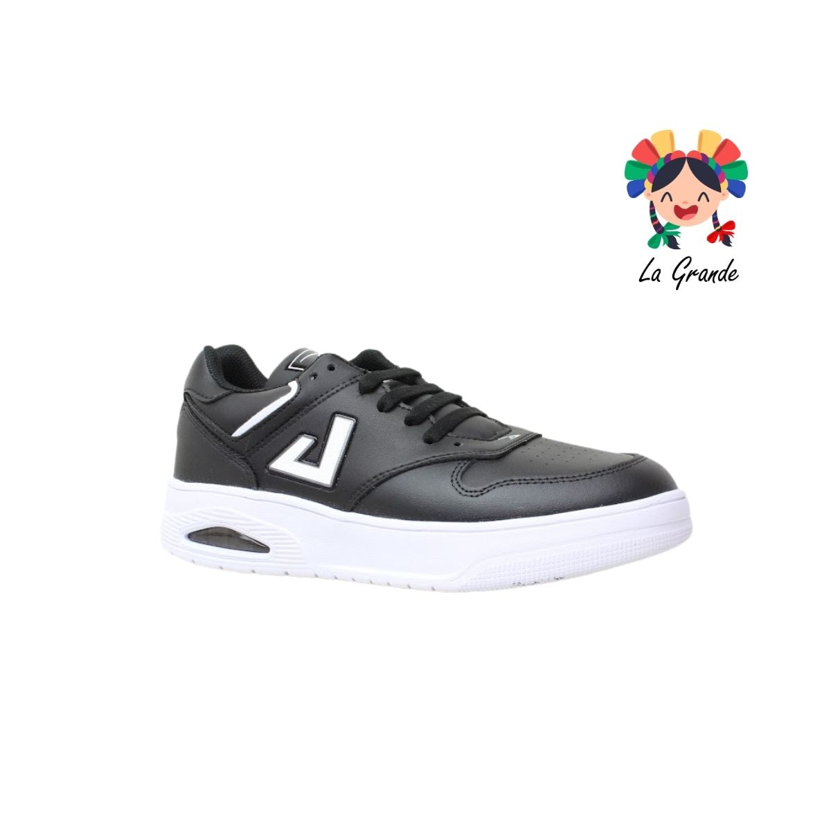 D48 APOORT Negro Blanco Piel Tenis Casual para Dama, Jóven y Caballero