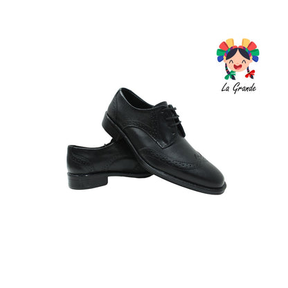 D904 VIAKENTTO Negro Nápoles Piel  zapato Bostoniano para Joven y Caballero