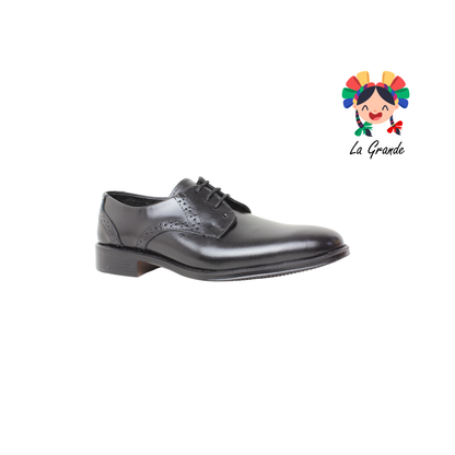D911 VIAKENTTO Negro Nápoles Piel Zapato Casual para Joven y Caballero