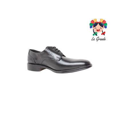 D911 VIAKENTTO Negro Nápoles Piel Zapato Casual para Joven y Caballero