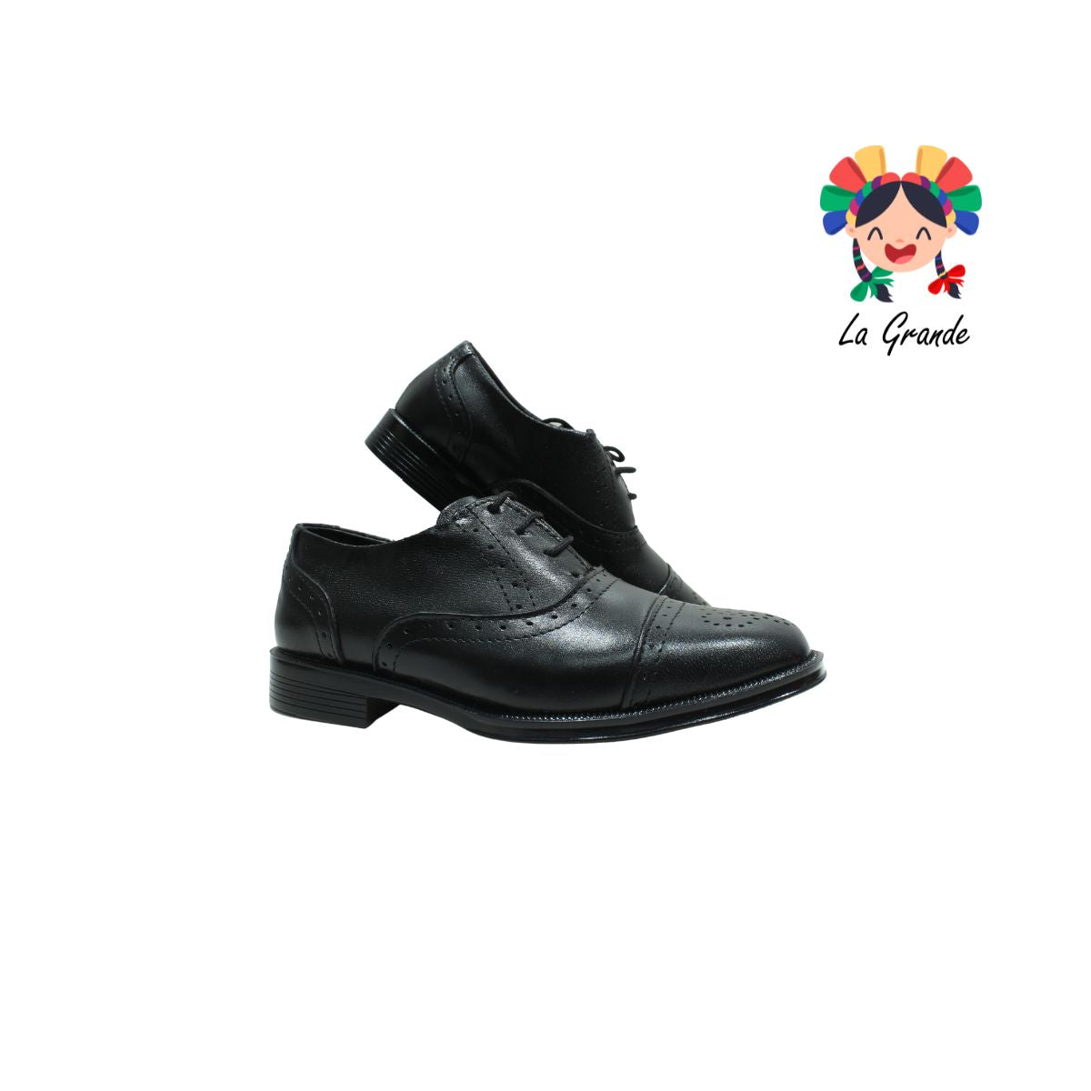 D920 VIAKENTTO Negro Nápoles  Piel Zapato vestir Casual para Niño y Caballero