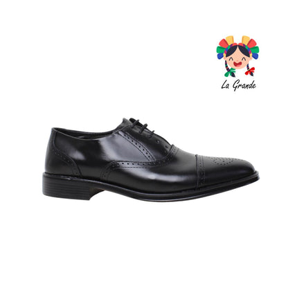 D920 VIAKENTTO Negro Nápoles  Piel Zapato vestir Casual para Niño y Caballero