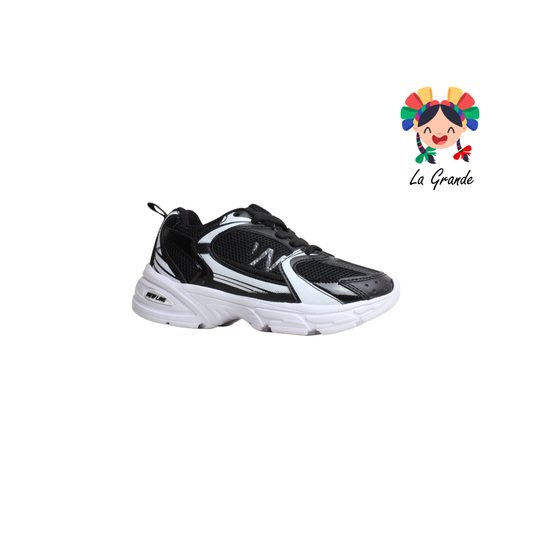 F6 NEW LINE Negro Blanco Tenis Deportivo para Niña y Niño