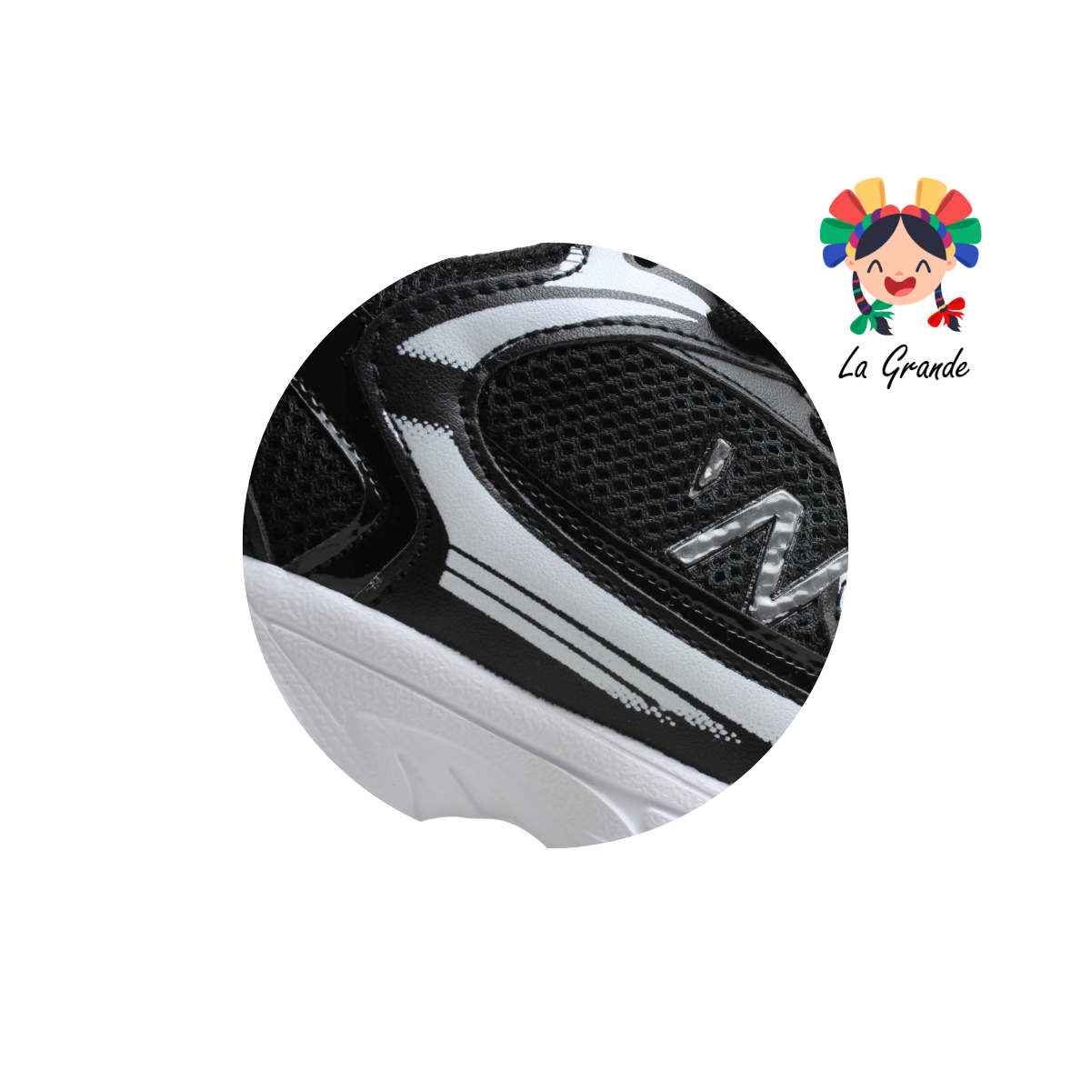 F6 NEW LINE Negro Blanco Tenis Deportivo para Niña y Niño