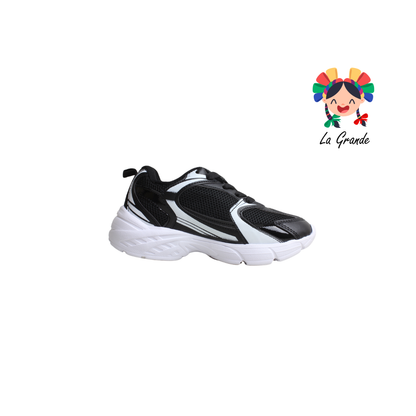 F6 NEW LINE Negro Blanco Tenis Deportivo para Niña y Niño