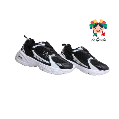 F6 NEW LINE Negro Blanco Tenis Deportivo para Niña y Niño