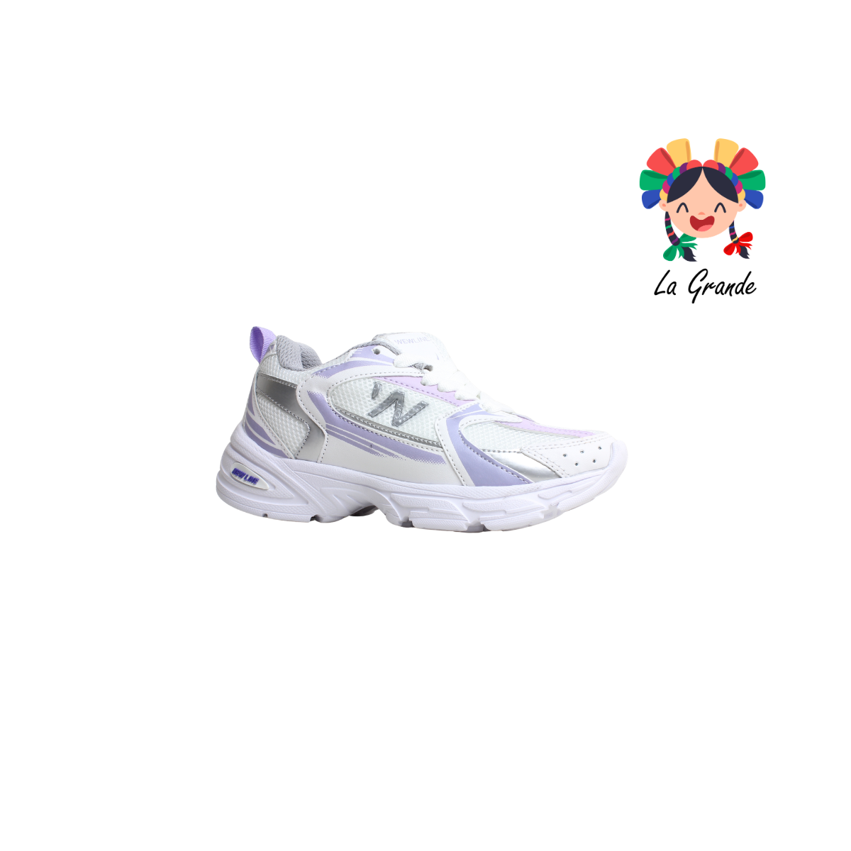 F6 NEW LINE Blanco Lila Tenis Deportivo para Niña y Dama