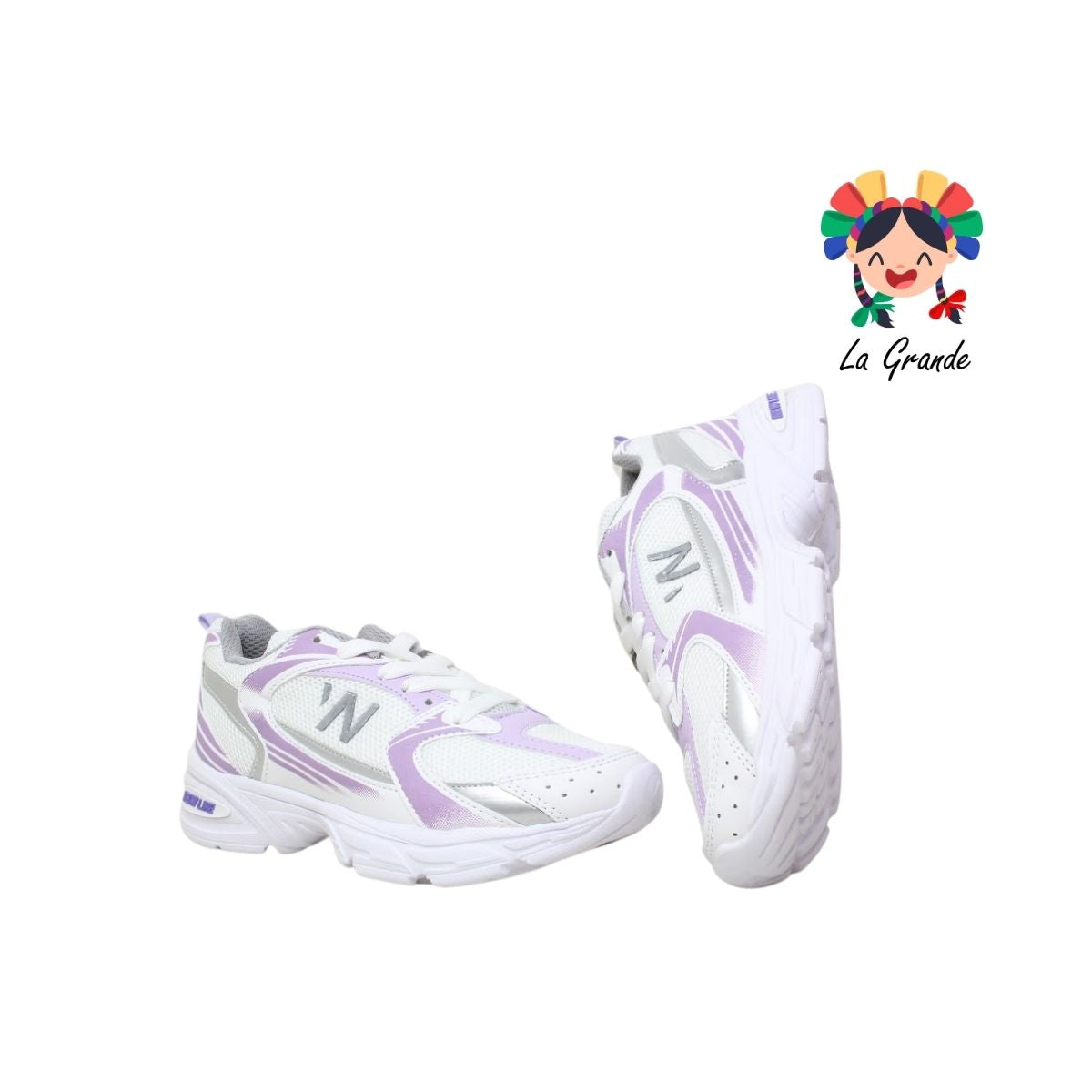 F6 NEW LINE Blanco Lila Tenis Deportivo para Niña y Dama