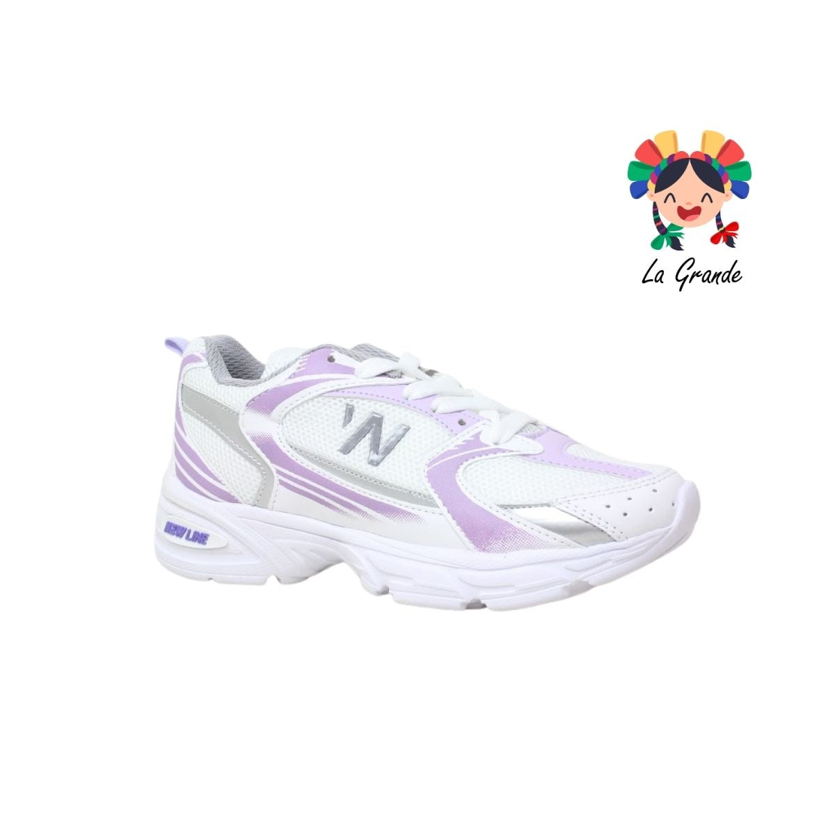 F6 NEW LINE Blanco Lila Tenis Deportivo para Niña y Dama