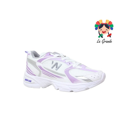 F6 NEW LINE Blanco Lila Tenis Deportivo para Niña y Dama