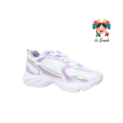 F6 NEW LINE Blanco Lila Tenis Deportivo para Niña y Dama