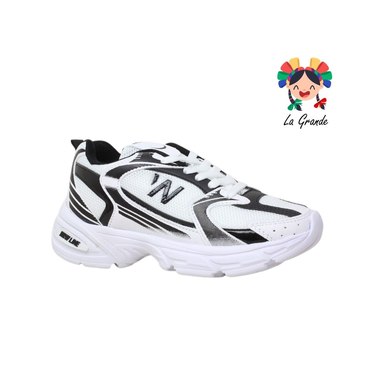 F6 NEW LINE Blanco Negro Tenis Deportivo para Dama y Joven