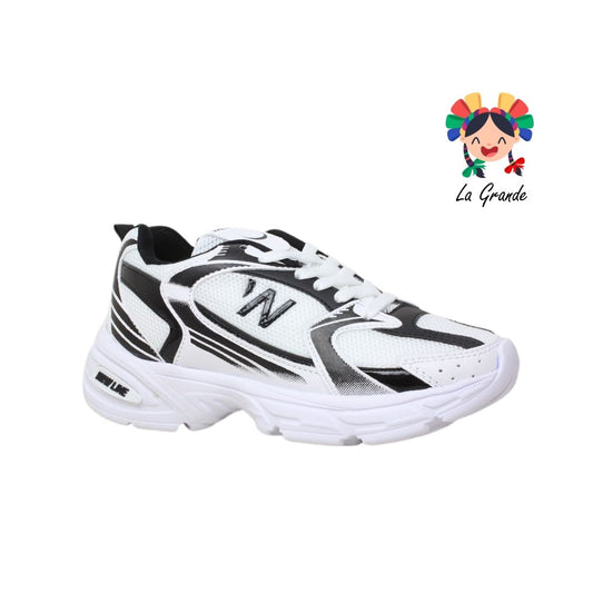 F6 NEW LINE Blanco Negro Tenis Deportivo para Dama y Joven