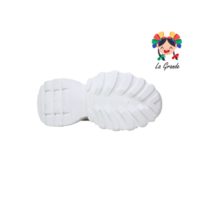 G03-3C FOSUM Blanco Rosa Sint Tenis Casual con Plataforma para Dama