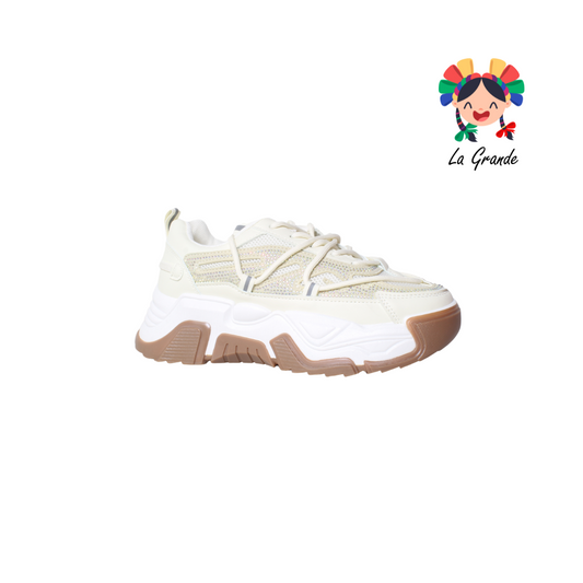 G06-1B FOSUM Beige Textil Tenis Casual Estilo Urban para Dama