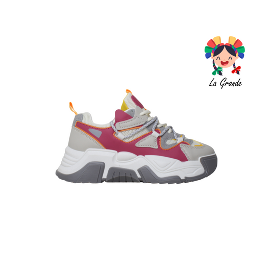 G06-4A FOSUM Beige Rojo Textil Tenis Casual Estilo Urban para Dama