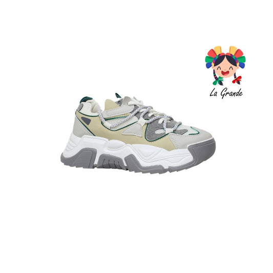 G06-4B FOSUM Beige Gris Textil Tenis Casual Estilo Urban para Dama