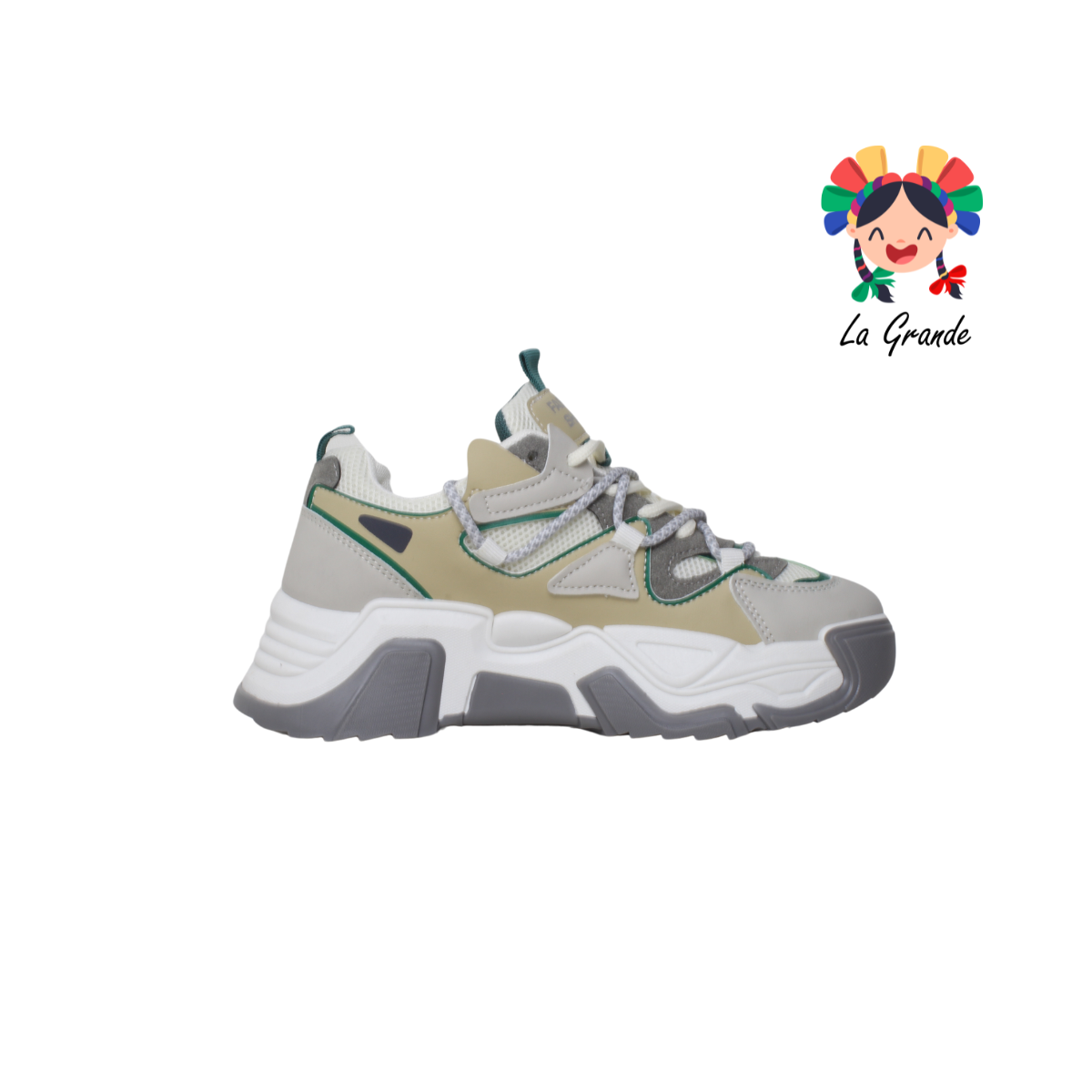 G06-4B FOSUM Beige Gris Textil Tenis Casual Estilo Urban para Dama