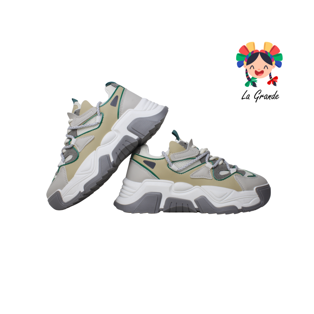 G06-4B FOSUM Beige Gris Textil Tenis Casual Estilo Urban para Dama