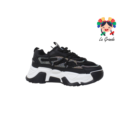 G06-1A FOSUM Negro Textil Tenis Casual para Dama