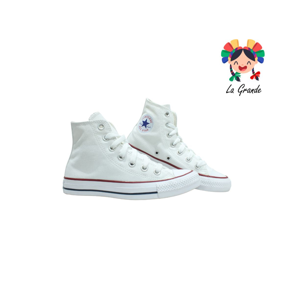 HI CONVERSE Blanco Textil Tenis Casual Importado Original para Niña, Niño, Dama, Joven y Caballero