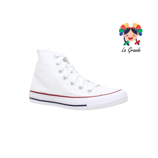 HI CONVERSE Blanco Textil Tenis Bota Importado Original para Niña, Niño, Dama, Joven y Caballero