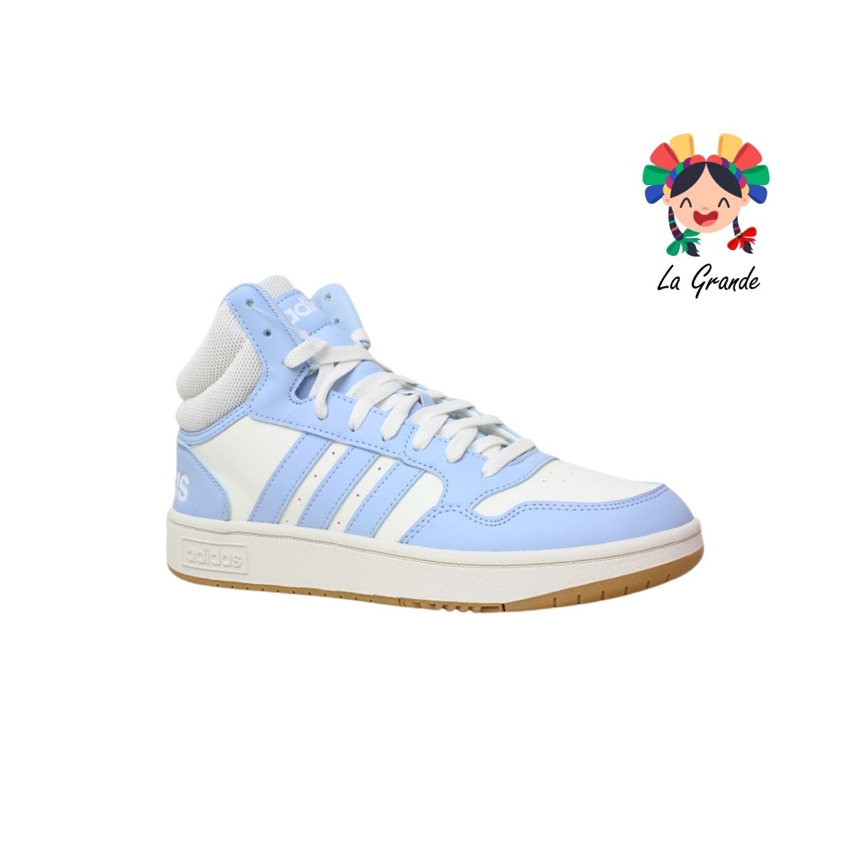 Hoops 3.0 Mid ADIDAS Beige Azul Tenis Casual Original Importado para Dama