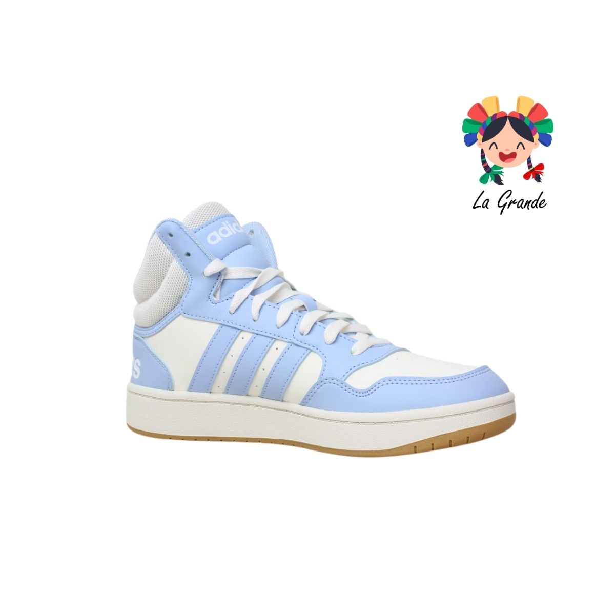 Hoops 3.0 Mid ADIDAS Beige Azul Tenis Casual Original Importado para Dama