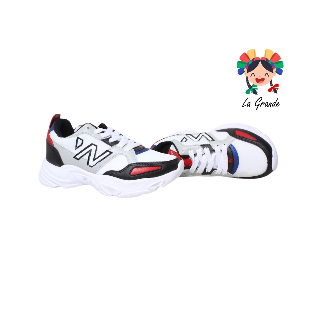 J02 NEW LINE Bco Ngo Rojo Tenis Deportivo para Dama y Joven