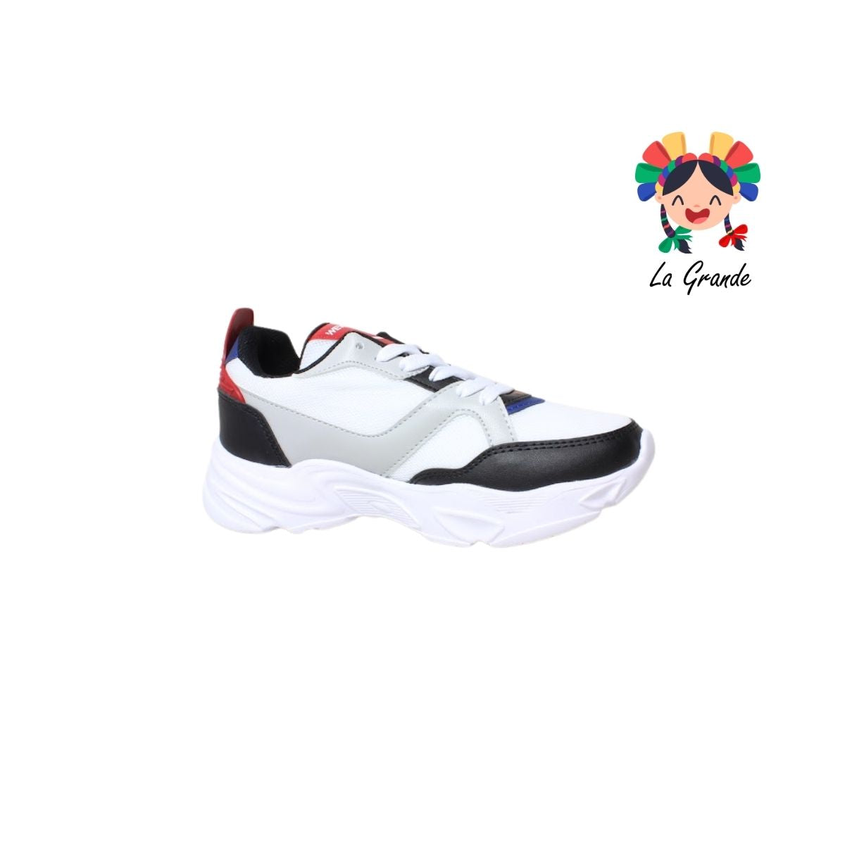 J02 NEW LINE Bco Ngo Rojo Tenis Deportivo para Dama y Joven