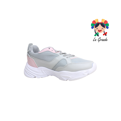 J02 NEW LINE Gris Rosa Tenis Deportivo para Dama