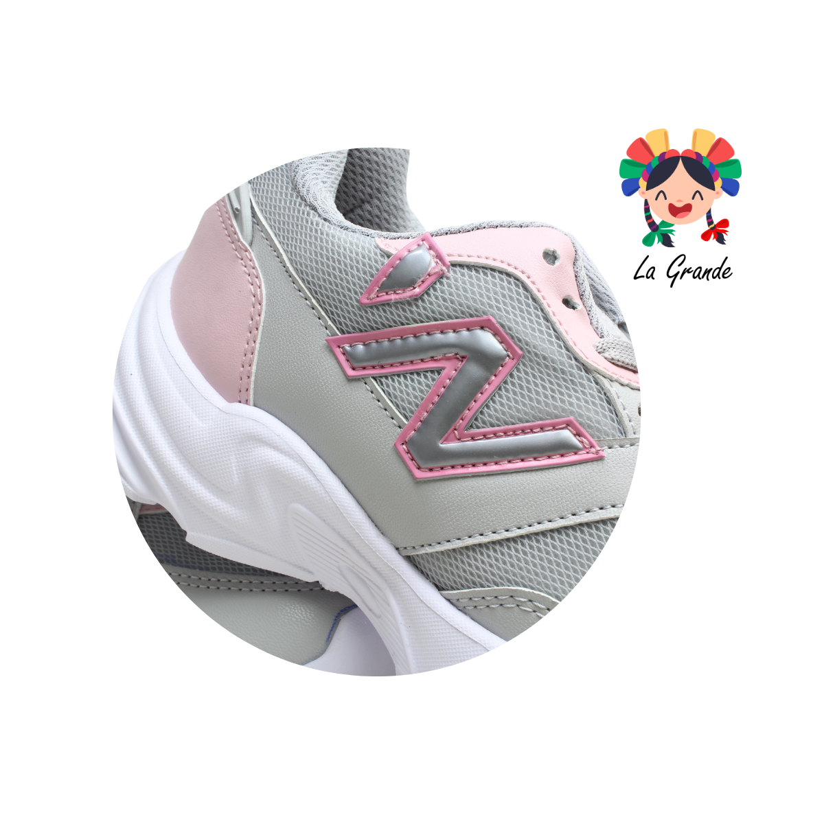 J02 NEW LINE Gris Rosa Tenis Deportivo para Dama