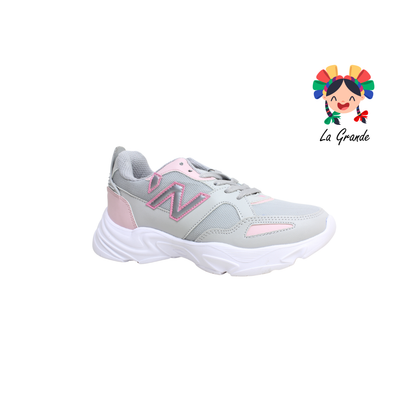J02 NEW LINE Gris Rosa Tenis Deportivo para Dama