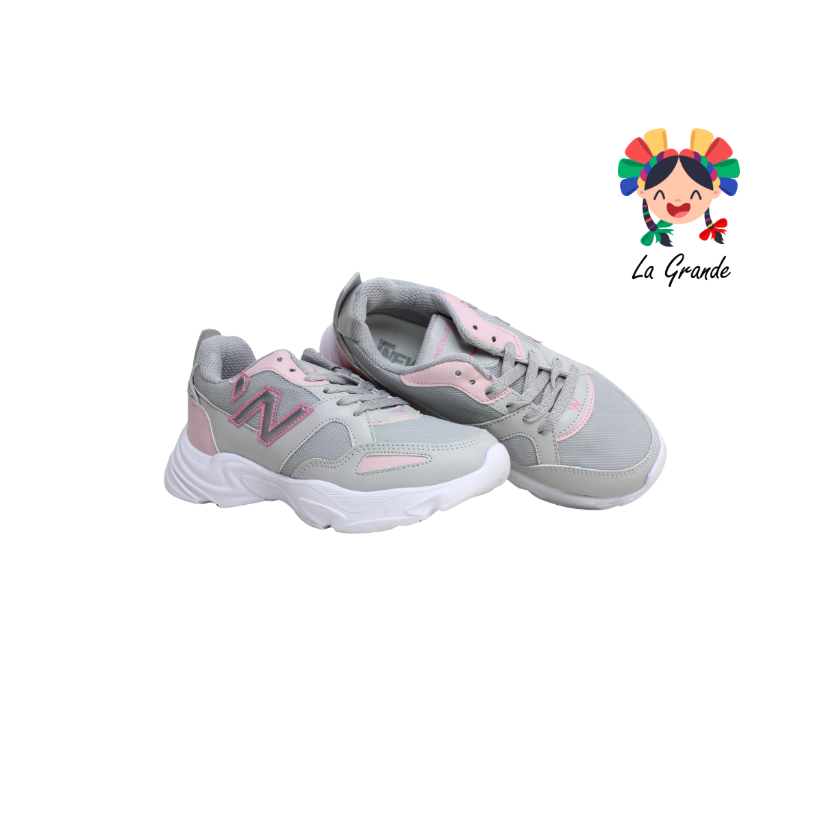 J02 NEW LINE Gris Rosa Tenis Deportivo para Dama