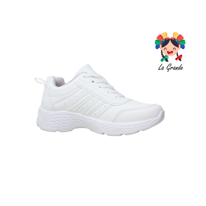 M2304B-6A FOSUM Blanco Gris Tenis Escolar para Dama y Joven