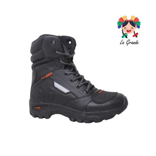 R408 RAM Negro Naranja Piel Bota Biker para Caballero